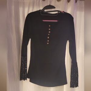 Henley Tee with Lace Sleeves